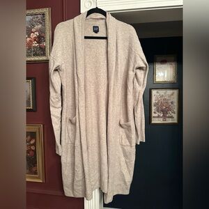 Gap Cashsoft Open Front Cardigan Oatmeal Tan Size Large Tall